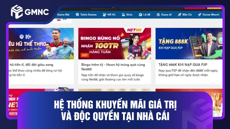 Net88 Nhà Cái Uy Tín - Sân Chơi Cá Cược Trực Tuyến 2026 2 Hệ thống khuyến mãi giá trị và độc quyền tại nhà cái